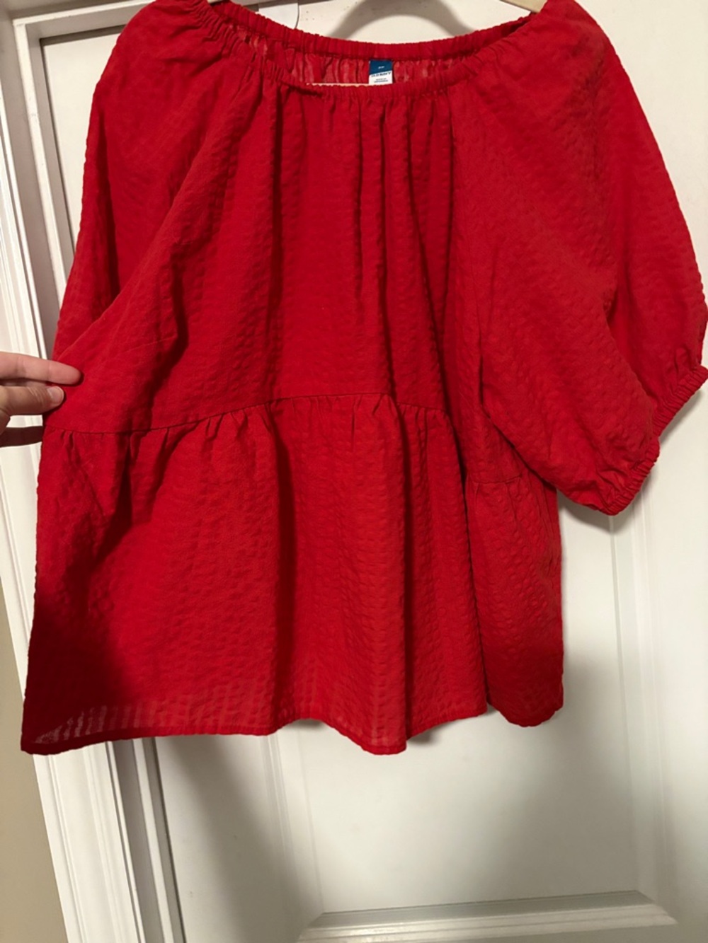 Red Women's Old Navy Peplum Top - Picture 4 of 4